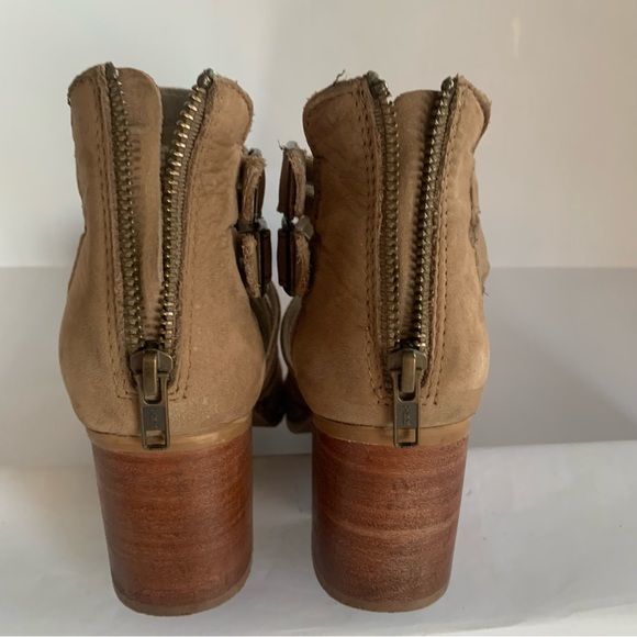 STEVE MADDEN FRENCHY CAGED LEATHER ANKLE BOOTS BOOTIES IN STONE/TAUPE EUC Sz 8 - Picture 9 of 9